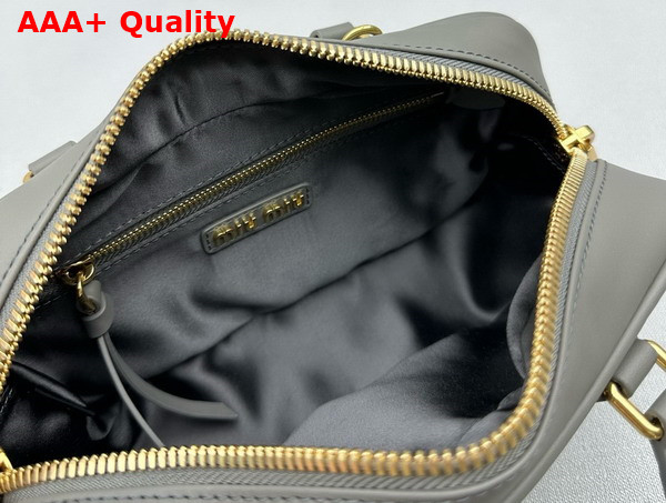 Miu Miu Small Arcadie Leather Bag in Grey 5BB142 Replica