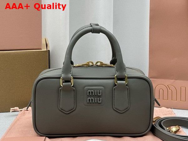 Miu Miu Small Arcadie Leather Bag in Grey 5BB142 Replica