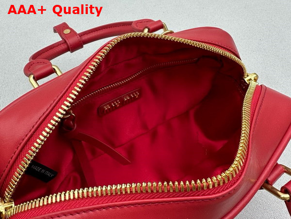 Miu Miu Small Arcadie Leather Bag in Red 5BB142 Replica