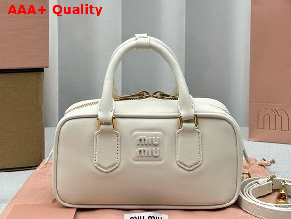 Miu Miu Small Arcadie Leather Bag in White 5BB142 Replica