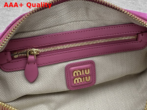 Miu Miu Small Arcadie Padded Suede Top Handle Bag in Powder Pink 5BB142 Replica