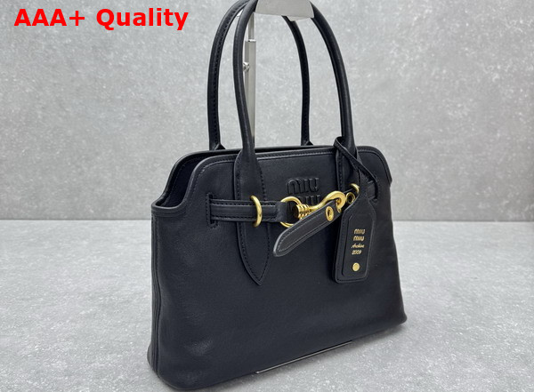 Miu Miu Small Aventure Nappa Leather Bag in Black 5BA292 Replica