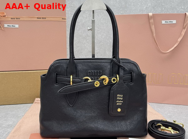 Miu Miu Small Aventure Nappa Leather Bag in Black 5BA292 Replica