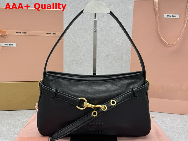 Miu Miu Small Aventure Nappa Leather Bag in Black 5BC182 Replica