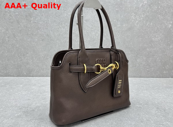 Miu Miu Small Aventure Nappa Leather Bag in Briarwood 5BA292 Replica