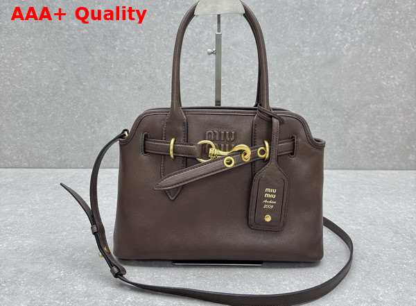 Miu Miu Small Aventure Nappa Leather Bag in Briarwood 5BA292 Replica