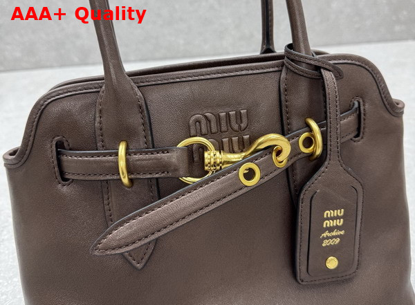 Miu Miu Small Aventure Nappa Leather Bag in Briarwood 5BA292 Replica