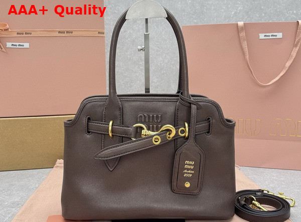 Miu Miu Small Aventure Nappa Leather Bag in Briarwood 5BA292 Replica