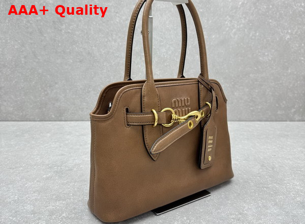 Miu Miu Small Aventure Nappa Leather Bag in Oak 5BA292 Replica