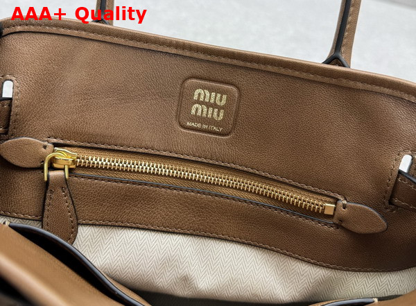 Miu Miu Small Aventure Nappa Leather Bag in Oak 5BA292 Replica