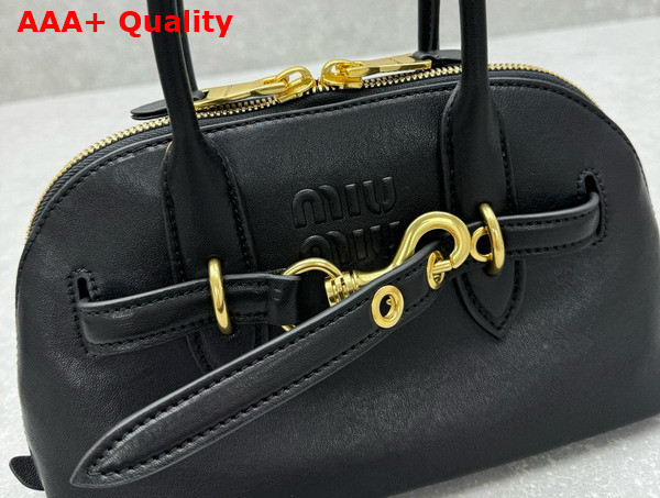 Miu Miu Small Aventure Nappa Leather Top Handle Bag in Black 5BB169 Replica