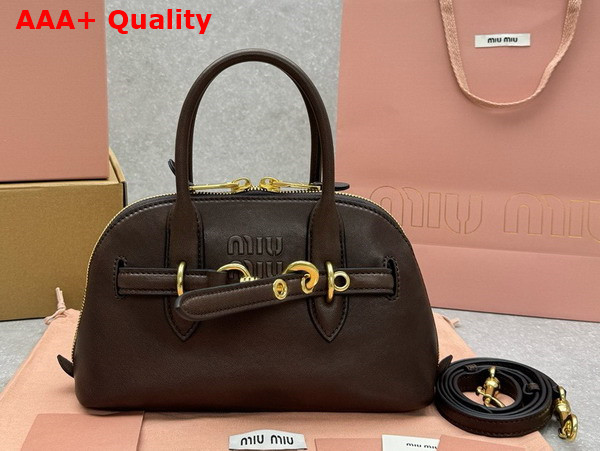 Miu Miu Small Aventure Nappa Leather Top Handle Bag in Briarwood 5BB169 Replica
