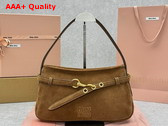 Miu Miu Small Aventure Suede Bag in Oak 5BC182 Replica