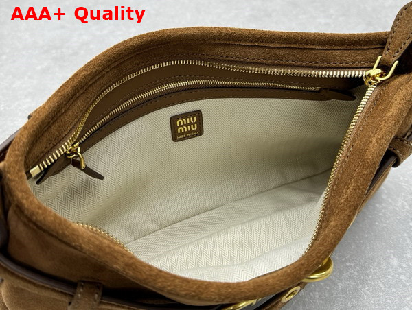 Miu Miu Small Aventure Suede Bag in Oak 5BC182 Replica