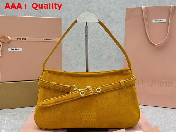 Miu Miu Small Aventure Suede Bag in Whiskey 5BC182 Replica
