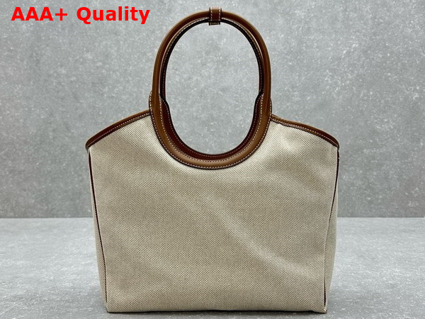 Miu Miu Small Canvas Ivy Bag in Beige and Brandy Replica