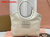 Miu Miu Small IVY Leather Bag in Chalk White Replica