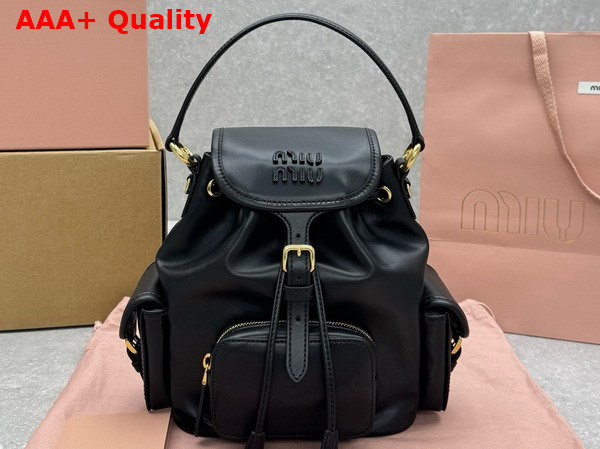 Miu Miu Small Leather Backpack in Black 5BZ043 Replica