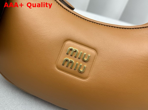 Miu Miu Small Leather Hobo Bag in Caramel 5BC161 Replica