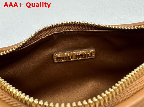 Miu Miu Small Leather Hobo Bag in Caramel 5BC161 Replica