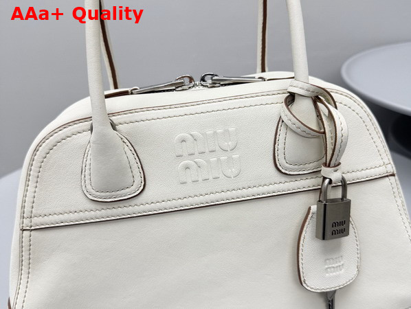 Miu Miu Small Vivant Nappa Leather Bag in Chalk White 5BB199 Replica