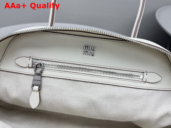 Miu Miu Small Vivant Nappa Leather Bag in Chalk White 5BB199 Replica