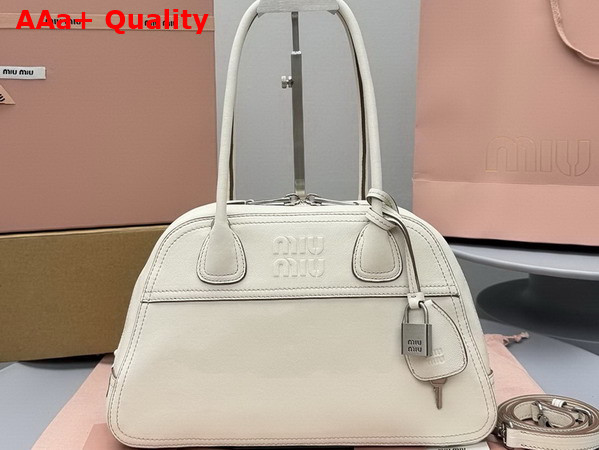 Miu Miu Small Vivant Nappa Leather Bag in Chalk White 5BB199 Replica