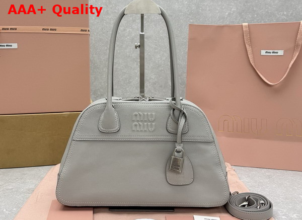 Miu Miu Small Vivant Nappa Leather Bag in Granite Gray 5BB199 Replica
