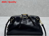 Miu Miu Solitaire Shiny Leather Clutch in Black 5BF130 Replica