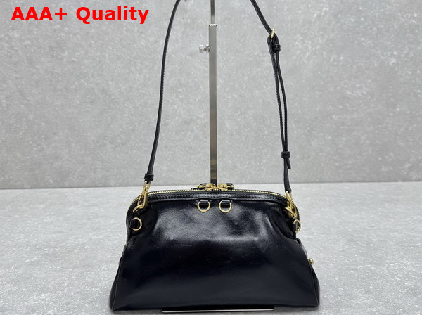 Miu Miu Solitaire Shiny Leather Clutch in Black 5BF130 Replica