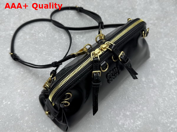 Miu Miu Solitaire Shiny Leather Clutch in Black 5BF130 Replica