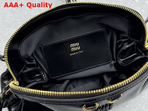 Miu Miu Solitaire Shiny Leather Clutch in Black 5BF130 Replica