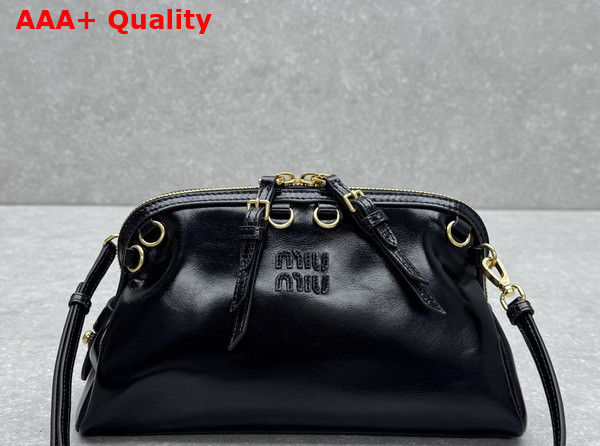 Miu Miu Solitaire Shiny Leather Clutch in Black 5BF130 Replica