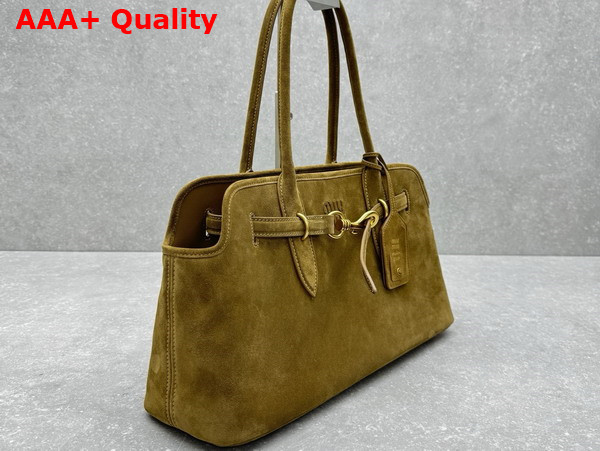 Miu Miu Suede Aventure Bag in Olive Green 5BG310 Replica