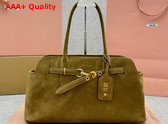 Miu Miu Suede Aventure Bag in Olive Green 5BG310 Replica