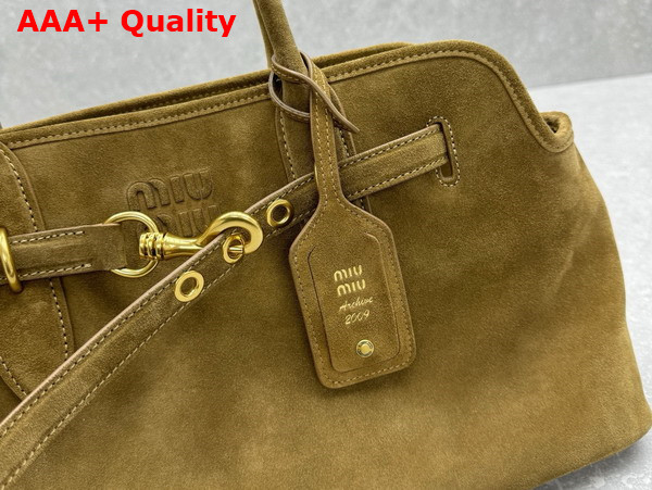 Miu Miu Suede Aventure Bag in Olive Green 5BG310 Replica