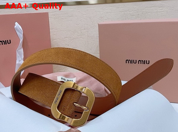 Miu Miu Suede Belt in Tobacco 5CC663 Replica