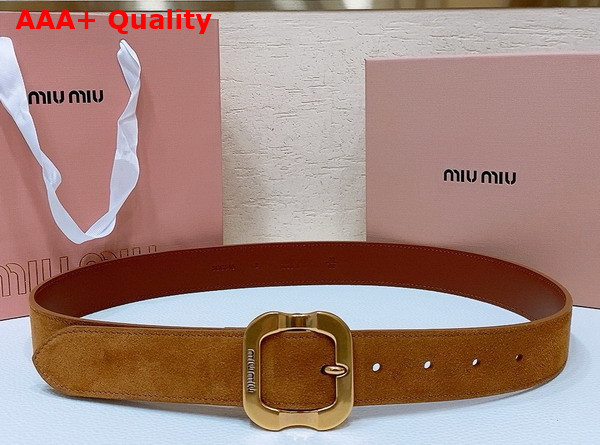 Miu Miu Suede Belt in Tobacco 5CC663 Replica