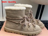 Miu Miu Suede Booties in Ecru Replica