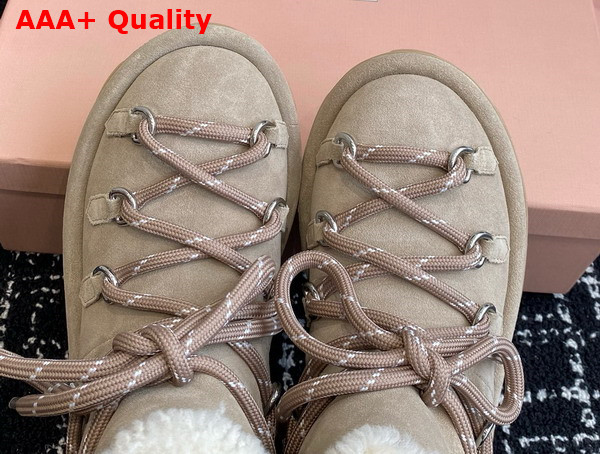 Miu Miu Suede Booties in Ecru Replica
