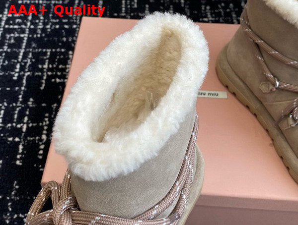 Miu Miu Suede Booties in Ecru Replica