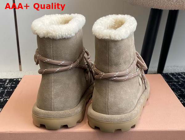 Miu Miu Suede Booties in Ecru Replica