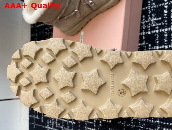 Miu Miu Suede Booties in Ecru Replica