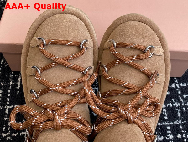 Miu Miu Suede Booties in Tan Replica