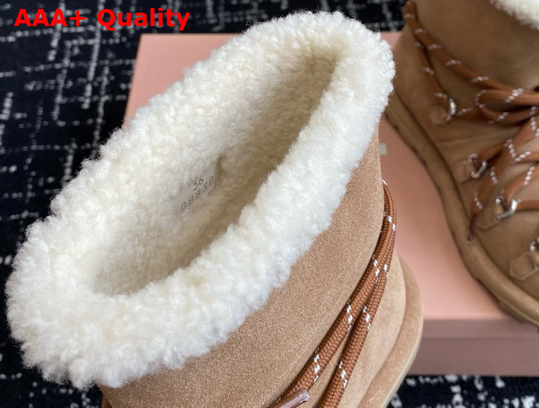 Miu Miu Suede Booties in Tan Replica