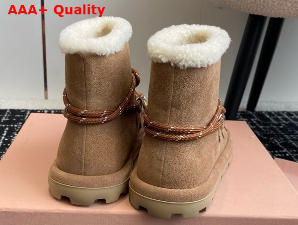 Miu Miu Suede Booties in Tan Replica