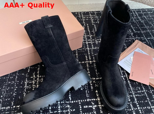 Miu Miu Suede Boots in Black 5U270E Replica