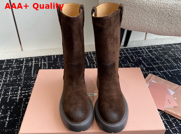 Miu Miu Suede Boots in Dark Brown 5U270E Replica