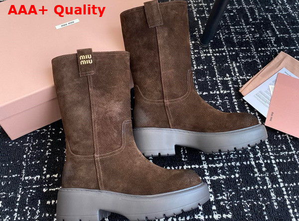 Miu Miu Suede Boots in Dark Brown 5U270E Replica