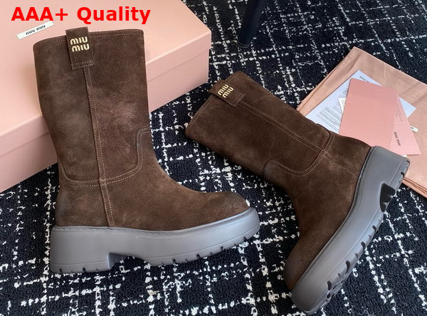 Miu Miu Suede Boots in Dark Brown 5U270E Replica
